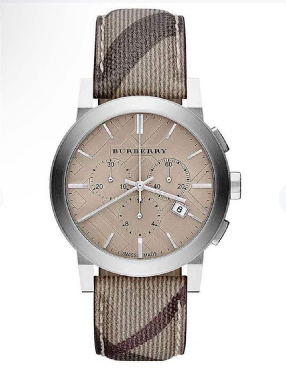 Burberry BU9361 Fabric Strap Brown Dial Men's Impressed Check Dial Watch